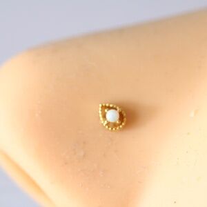 Cute White Opal Tea Drop Nose Piercing 20gauge New